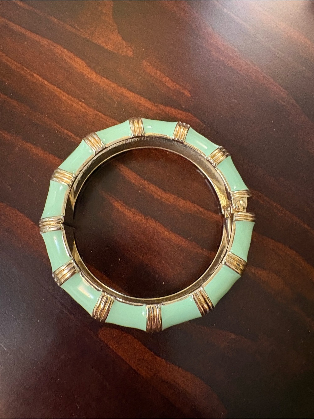 J. Crew , Gold-Tone Mint and orange Enamel Bamboo-Style Bangle Bracelet